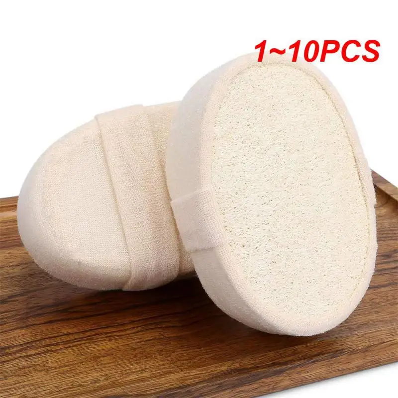 1~10PCS Soft Fresh Natural Loofah Luffa Sponge Shower Spa Body Scrubber Exfoliator Bathing Massage Brush Pad Beige