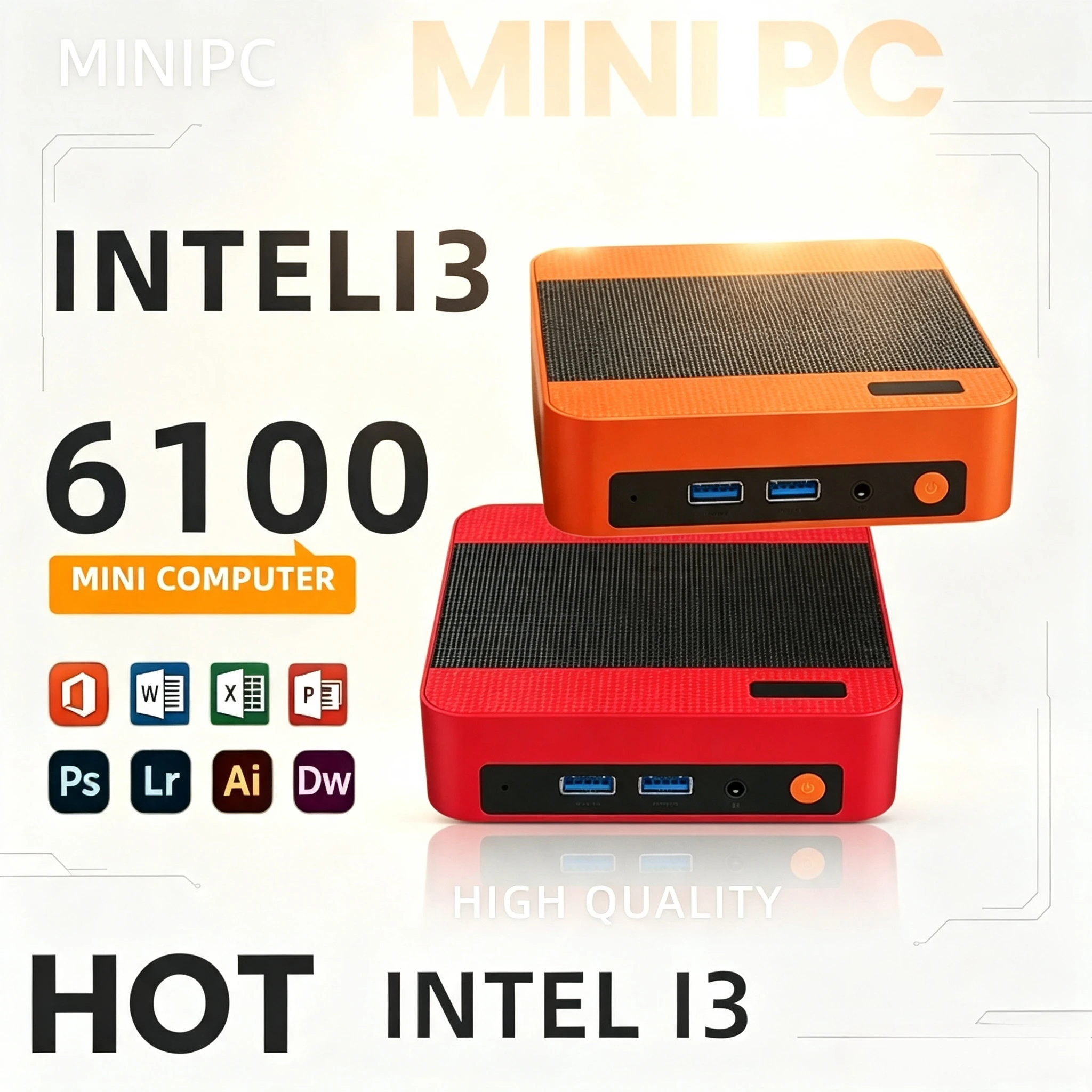 Intel Core  i3 6100 Windows 11  Portable Pc Computer 16GB RAM 1/2TB SSD WIFI 6 BT5.2 4K 60Hz HD Mini Gaming Office Study Pc