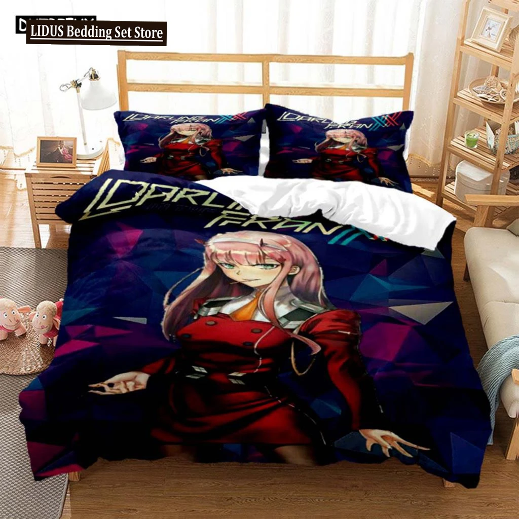 HD Anime Zero Two Darling In Franxx 3D Printed Bedding Queen Bedding Set Soft And Comfortable Customized King Size Bedding Set