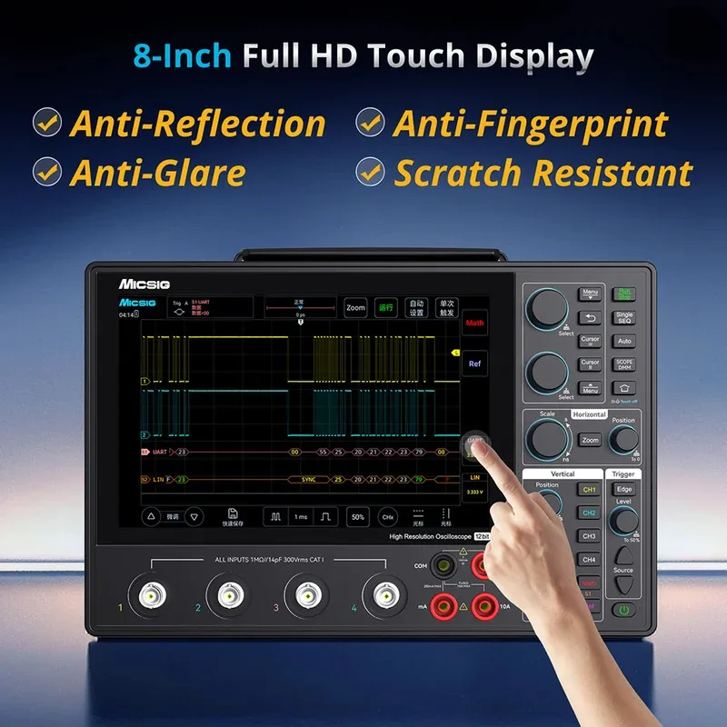 Digital Oscilloscope 4 Channel MHO14-200N 200Mhz Bandwidth 1GSa/s Sampling Rate Handheld Oscilloscope