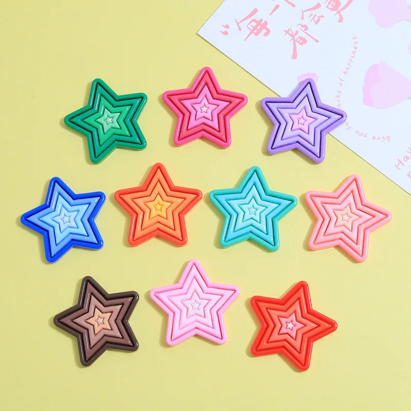 20pcs Big Stars Resin Flatback Cabochons 50mm Large Rainbow Gradient Colorful Star Shape Ornament Resins Accessory Supplier