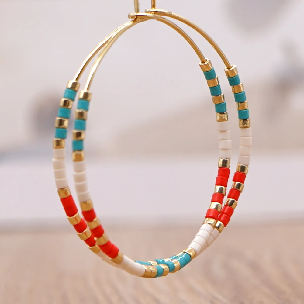 

Go2BoHo Stainless Steel Hoop Earrings Gold Plated Ear Rings Jewelry Native Style Beaded Boho Earings for Women Jewellery
