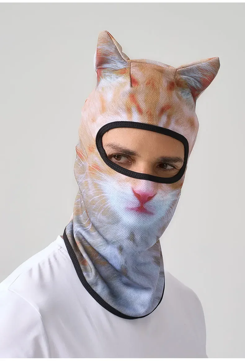 3D Cat Animal Balaclava with Ears, Funny Ski Mask Beanie for Men Women, Music Festival Rave Halloween Party Gifts