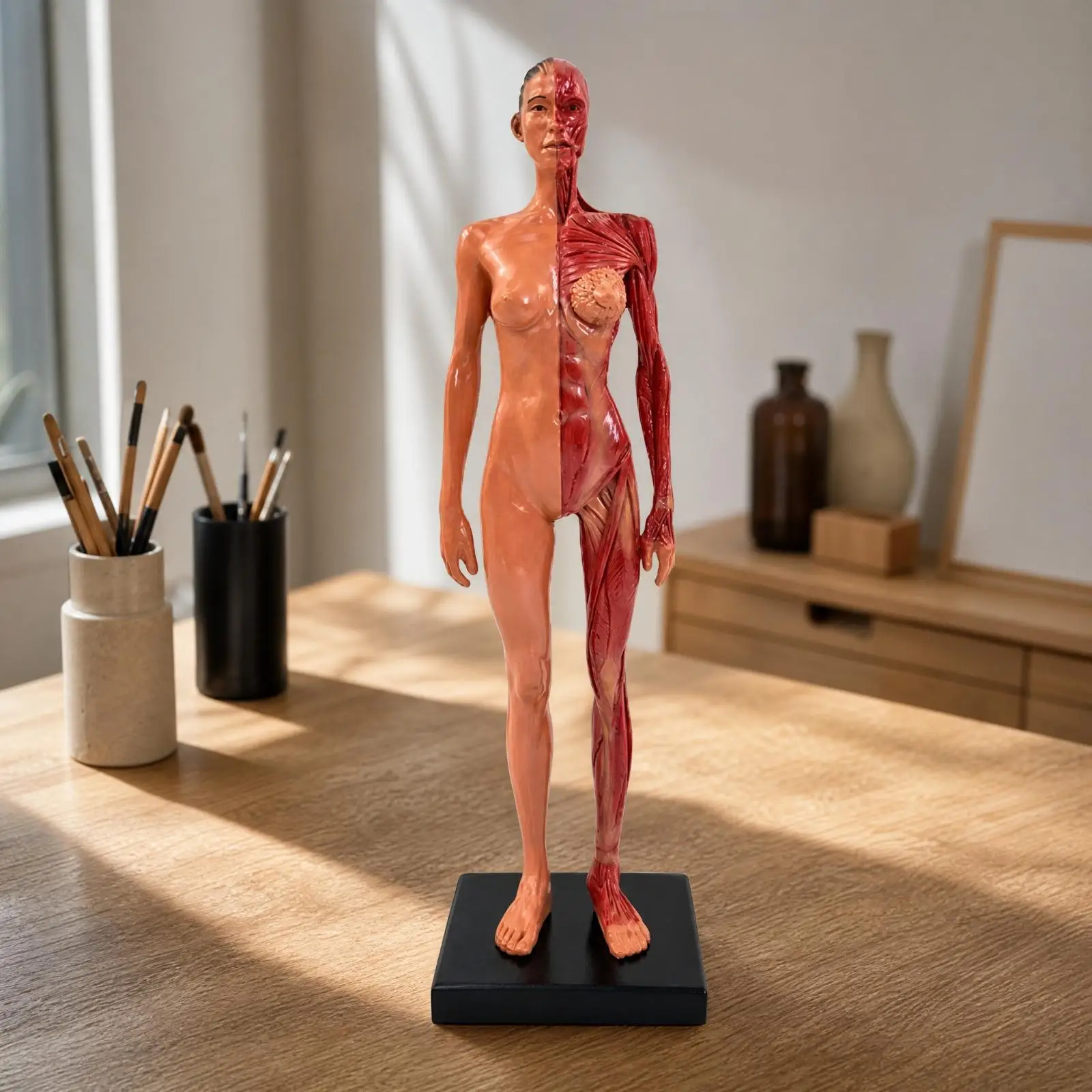 Human Body Muscle Model Anatomical Mannequin Head with Carved Surface Texture for Classroom Education Display
