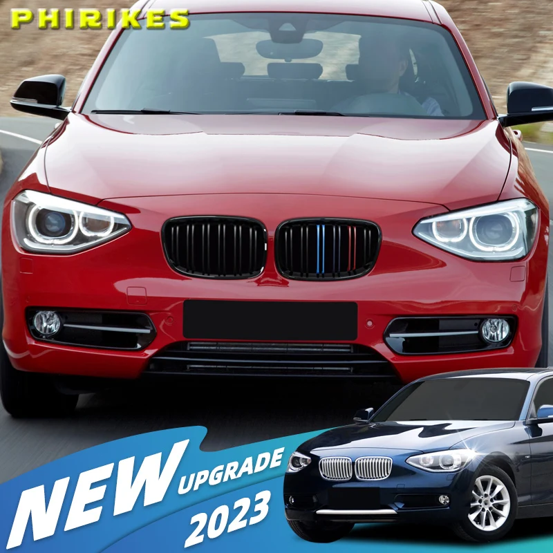 Car Front Bumper Kidney Grille Racing Grills For BMW 1 Series F20 F21 11-14 Replacement Double Slat Gloss Black Grilles
