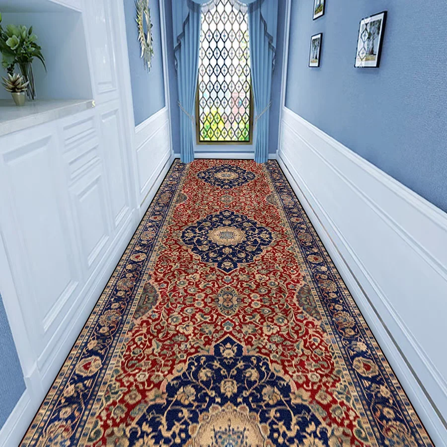 Luxury European Hall Corridor Carpet Non-slip Washable Runner Stairway Rug Outdoors Aisle The Long Corridor Mat Customizable 카펫
