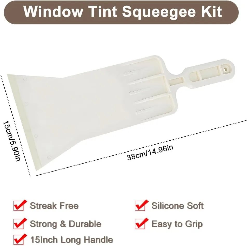 Sntorra Tools Long Handle Auto Bulldozer Squeegee for Window Tint Film Installing Car Vinyl Wraps Window and Glass Cleaning (Whi
