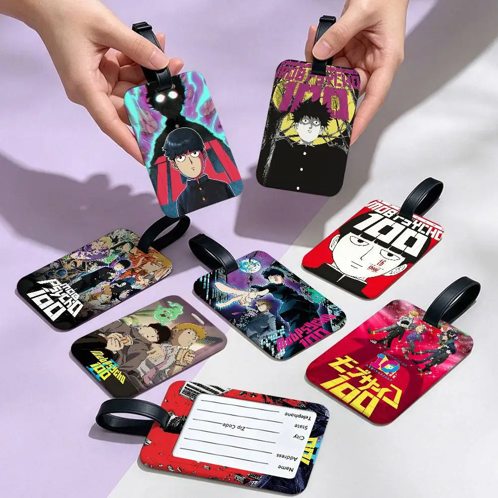 popular anime M-MobS P-PsychoS 100 Waterproof Information Card Sleeve PVC Luggage Tag Anti lost Identifier For Suitcase Handbag