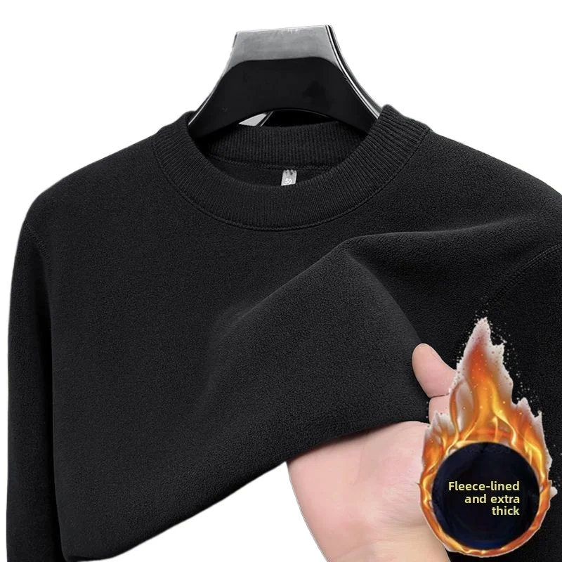 

Winter Men's Thickening Velvet Warm Tops Men's Autumn Long-sleeved Thermal Underwer Male Round Neck Fashion T-shirt Sweater