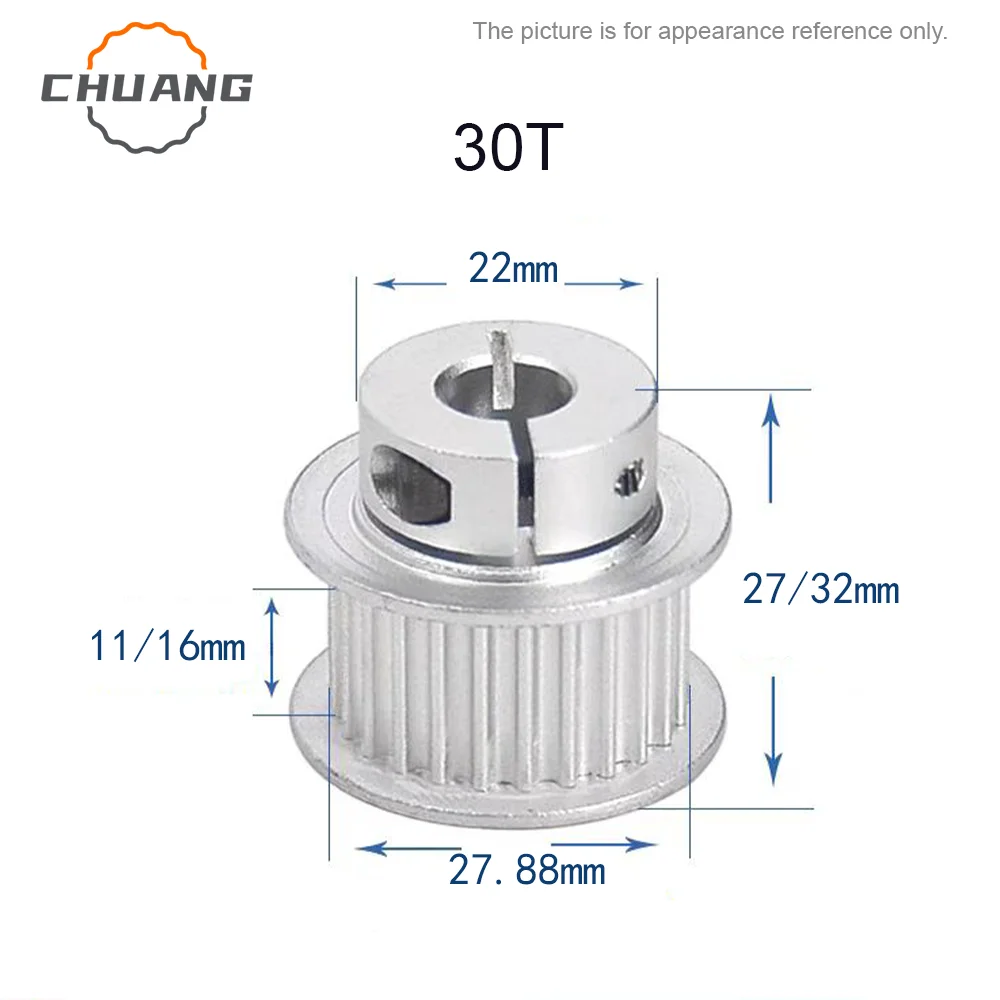  BF type HTD 3M 30T/32T/34T/35T/36T/38T/40T Clamping Type pulley Bore 5/6/6.35/8/10/12/15mm for Timing Belt width 11/16mm HTD 3M