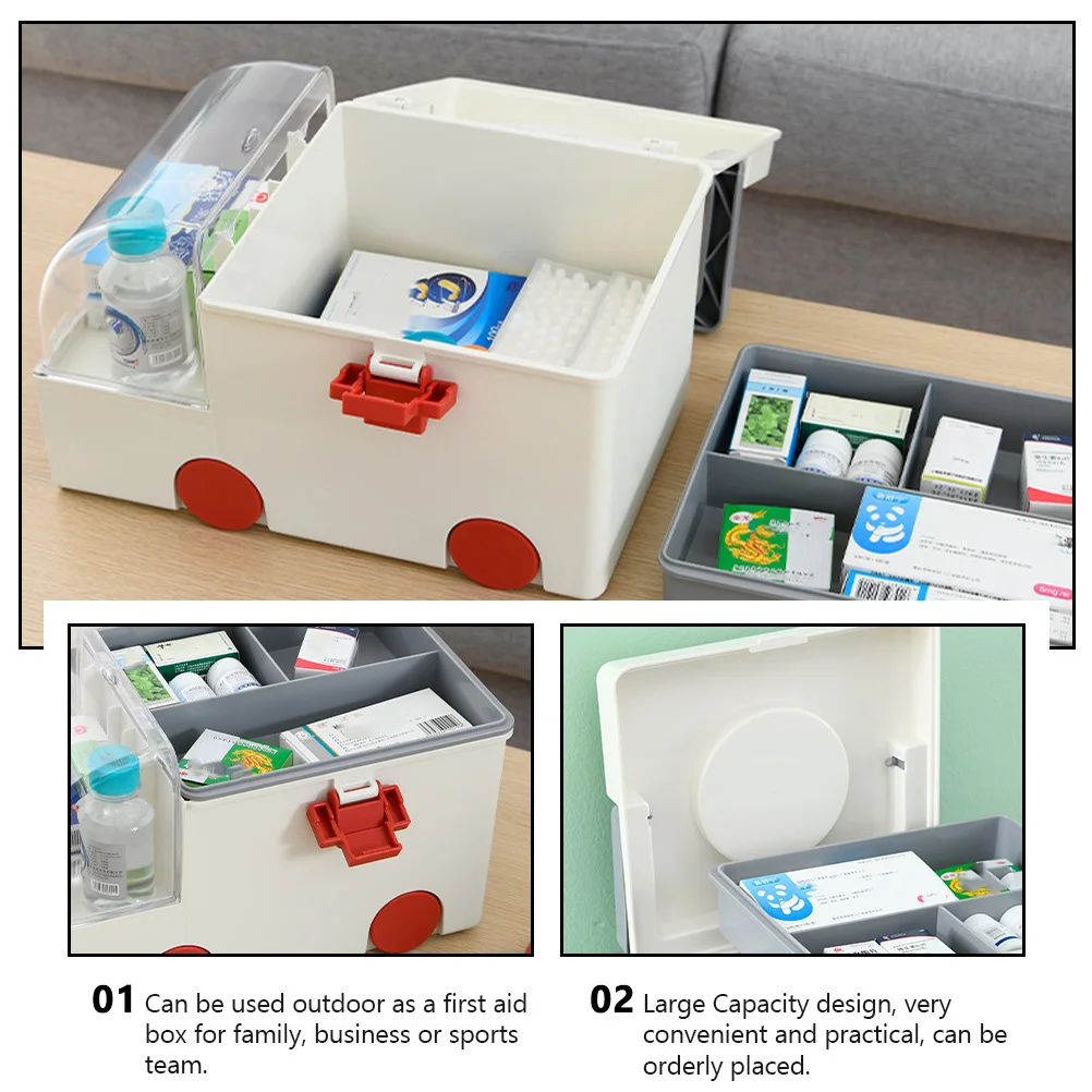

Large Capacity Medical Box First Aid Organizer Household Medicine Storage Container Emergency Kit For Travel Outdoor