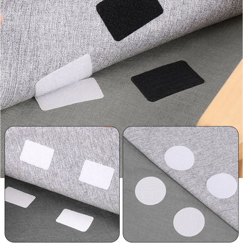 

5/10Pairs Strong Self Adhesive Fastener Tape Nylon Hook Loop Dots Stickers Bed Sheet Sofa Mat Carpet Anti Slip With Glue for DIY