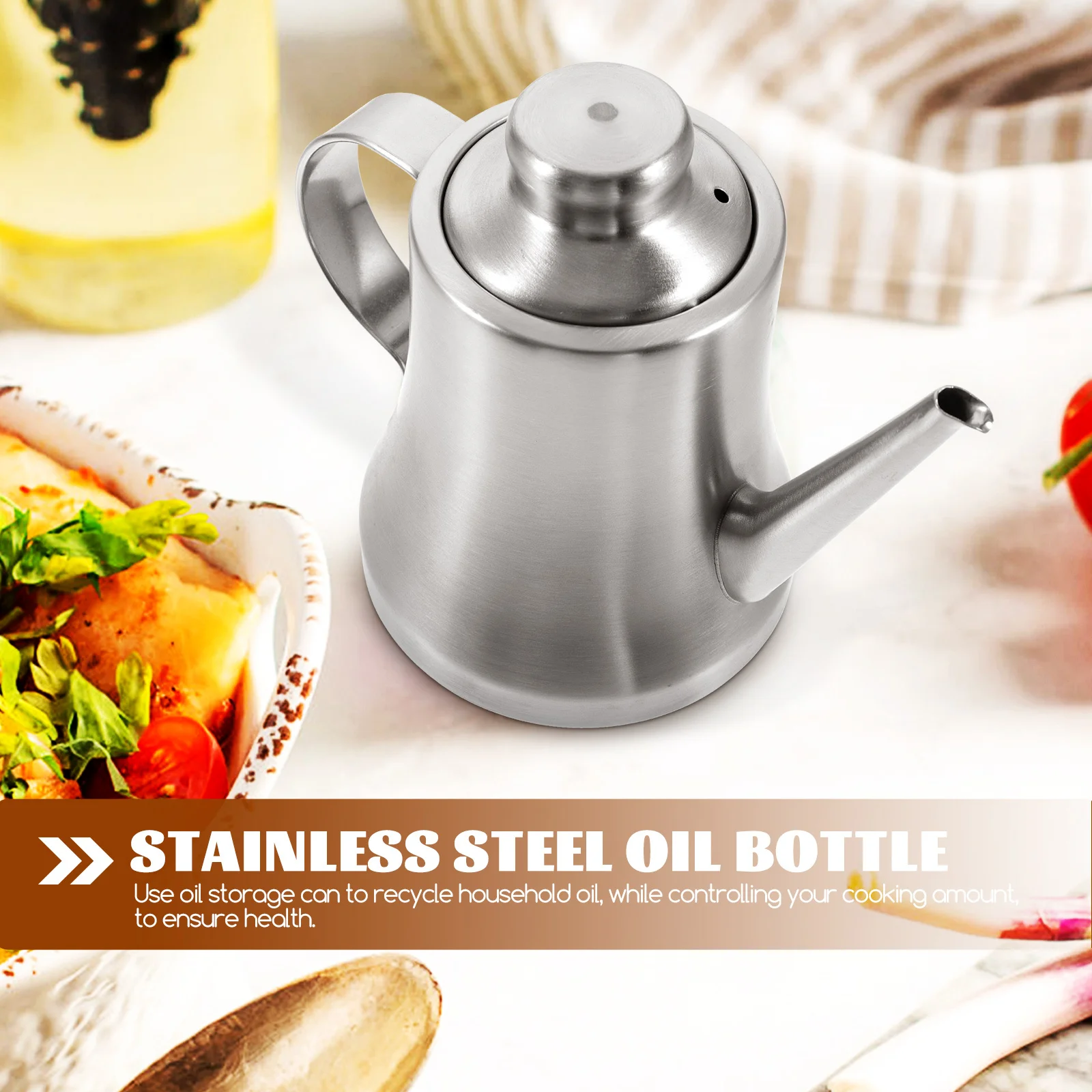 1pc Stainless Steel Storage Container Large Capacity Grease Pot For Cooking Oil Dispenser Bacon Fat Jar Household Oil