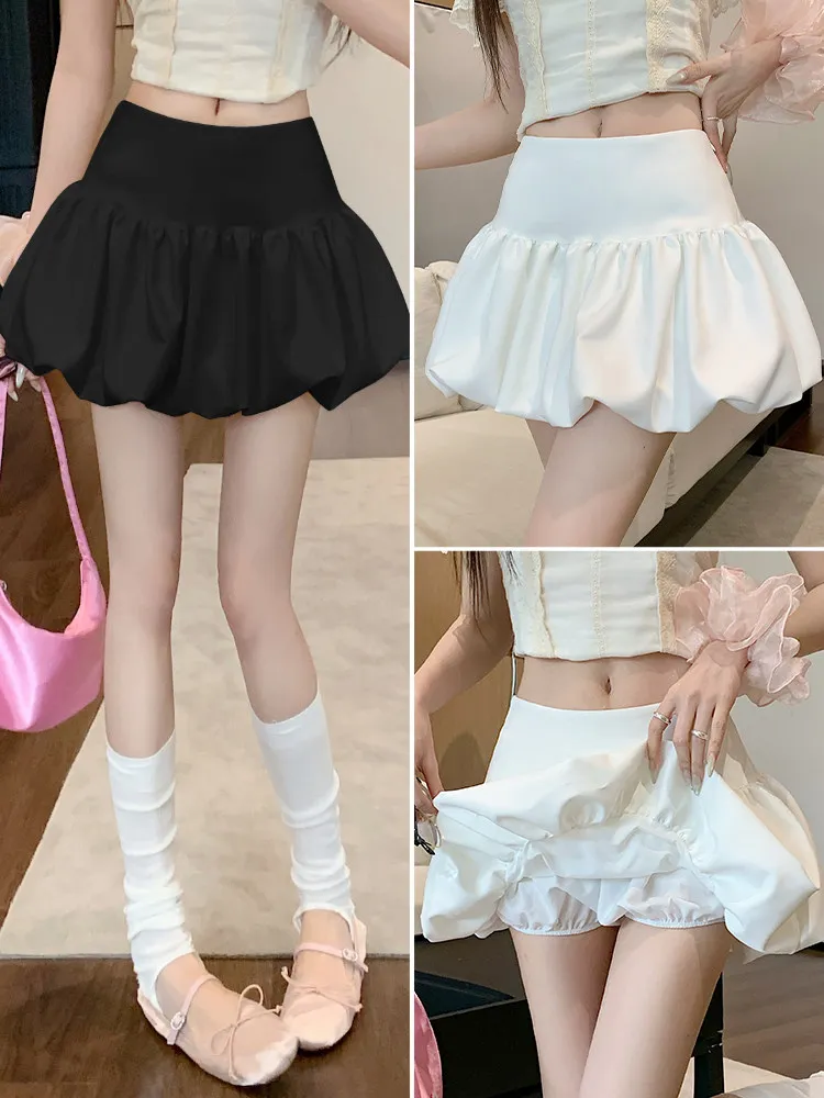 

Puffy High Waist A-Line Skirt Women's Summer 2026 New Style Half-length Umbrella Skirt Short Flared Skirt Girls' Pure Color