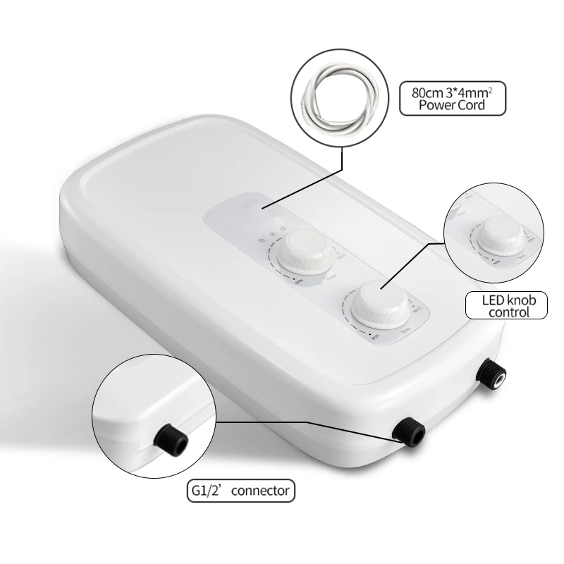 Pump Design Plastic LED Hotel Use Bathroom Fast Heating Tankless Electric Water Heater 220V