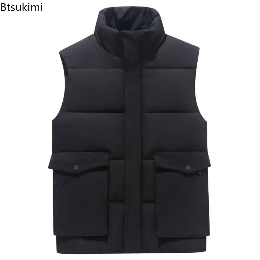 

2025 Men's Winter Warm Cotton Jacket Vest Coats Thick Keep Warm Vests Men Stand Collar Zipper Design Warm Vests for Men Clothes