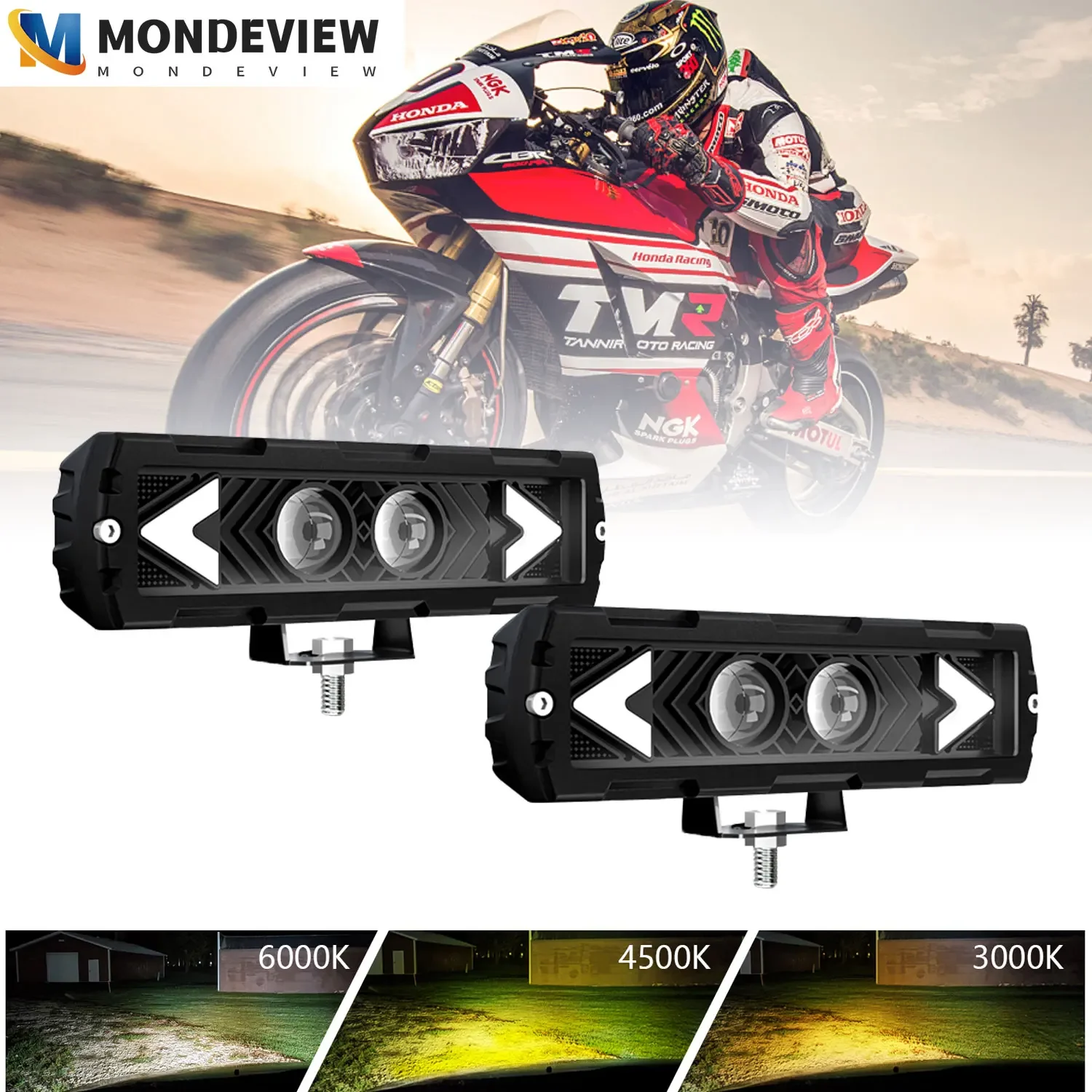 

MONDEVIEW S18 adjustable 90 ° non-destructive installation 6-inch arrow binocular 16000LM spotlight 160W car running light