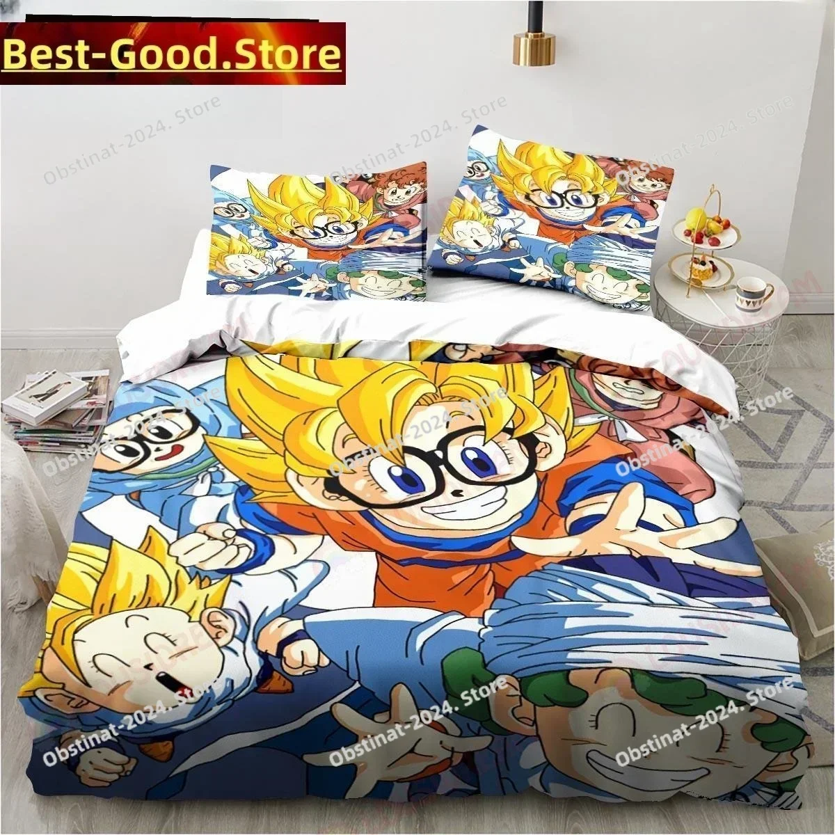 Cute Cartoon DR S-Slump Arale Anime Bedding Set Printed single Comforter Quilt Duvet Cover Pillow Case 3 Pieces Kids Adult Size