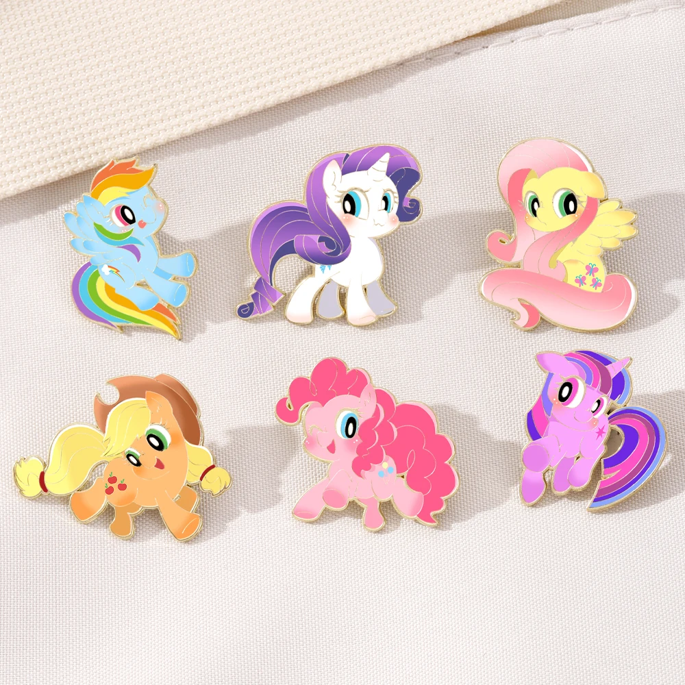 My Little Pony – ensemble de 6 pièces en émail imprimé UV, broches de Collection de personnages de dessins animés pour les Fans de MLP, cadeau pour filles et enfants