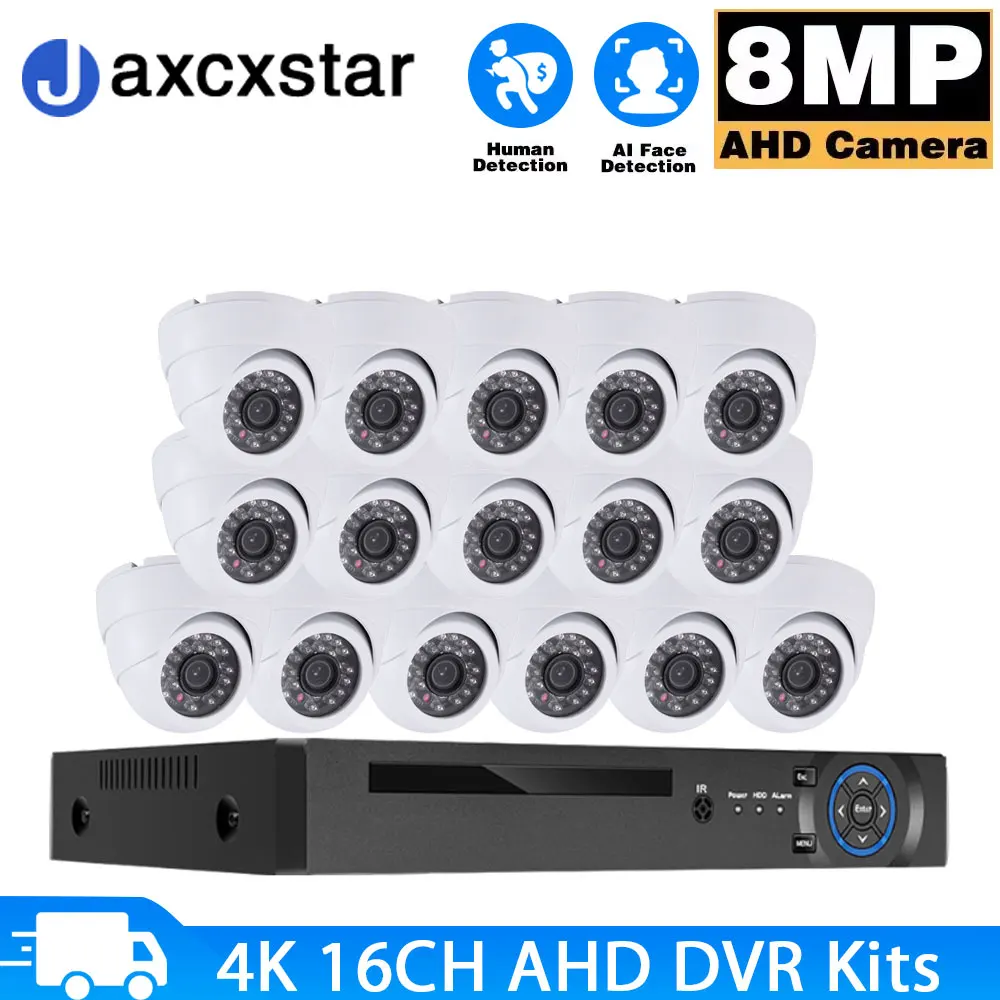 

Outdoor waterproof 16CH face detection AHD DVR video surveillance system Home monitoring equipment 4K 8MP CCTV P2P security kit