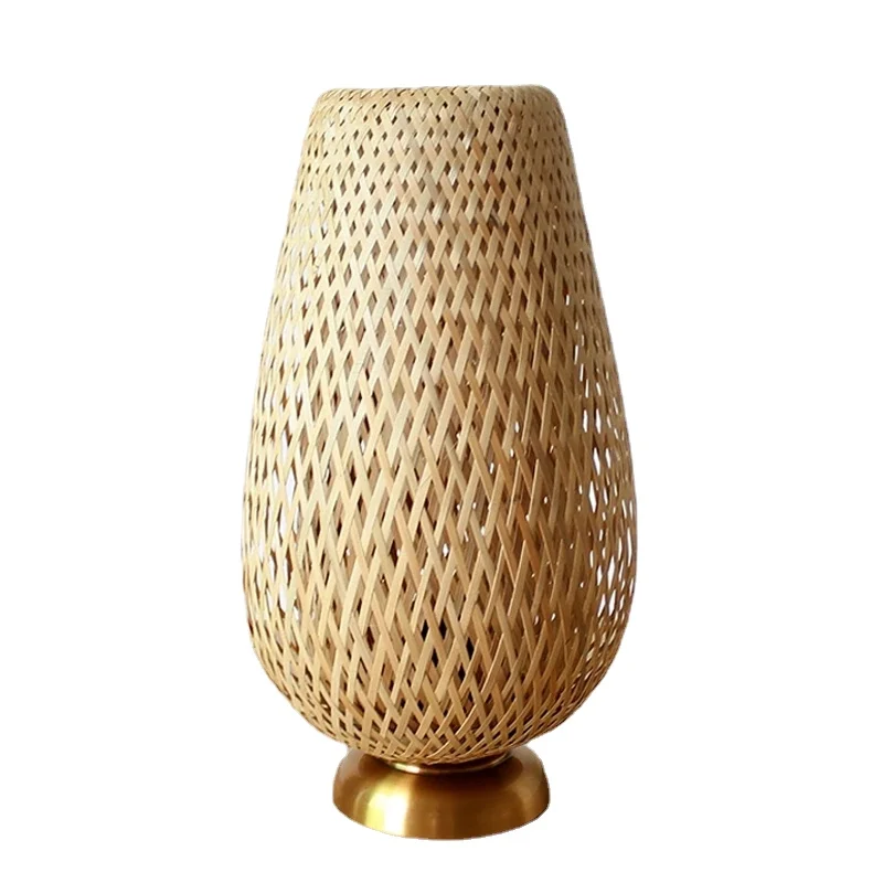 Bamboo handicraft weaving bedroom desk lamp  bedside table lamp bar table living room decoration warm bamboo lamp