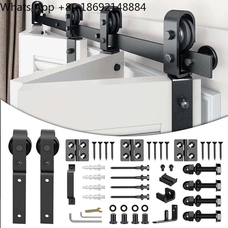 American barn door hanging rail folding sliding door carbon steel guide rail full set of hardware accessories rail slide