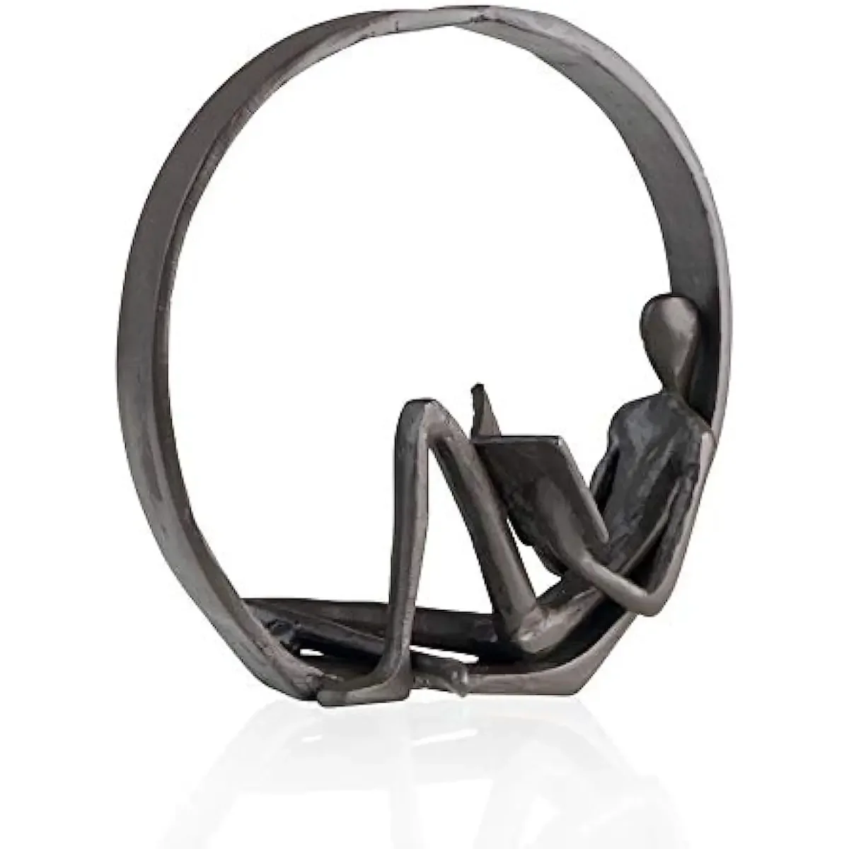 

Contemporary Encircled Male & Female Reader Cast Iron Sculpture Bookend Statues (Single Male) Figurine Room Decor