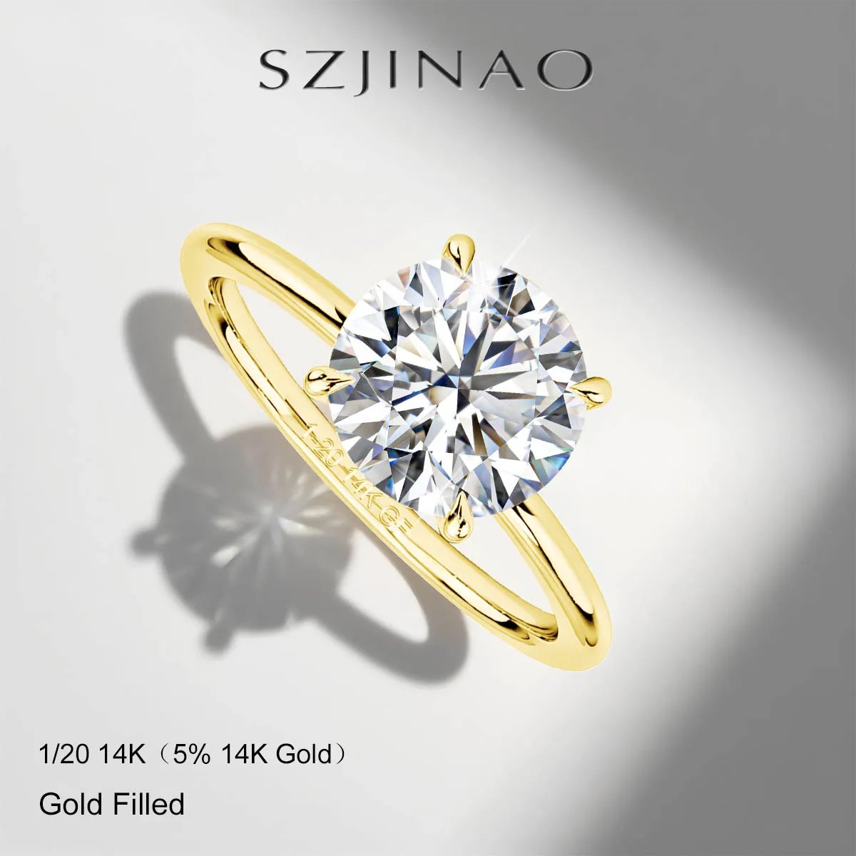 

8MM 2CT GRA Moissanite Ring 14K Gold Filled for Women Man 4 Prong Solitaire Diamond Ring for Engagement Wedding Classic Jewelry
