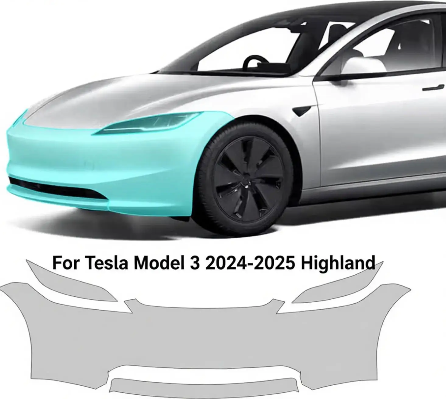 For Tesla Model 3 2024-2025 Highland TPU Bumper Scratch-Resistant Self-Healing Paint Protection Film Invisible Pre-cut PPF ﻿Kit