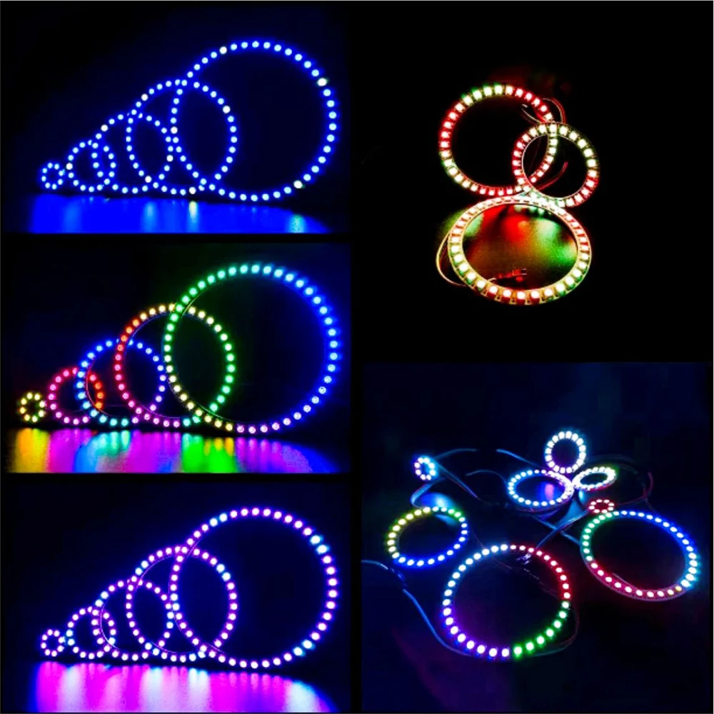 شريط LED USB DC5V COB RGB WS2812 قابل للعنونة بشكل فردي مع وحدة تحكم تطبيق بلوتوث SP110E 8/16/24/35/45/128LEDs/m حلقة LED