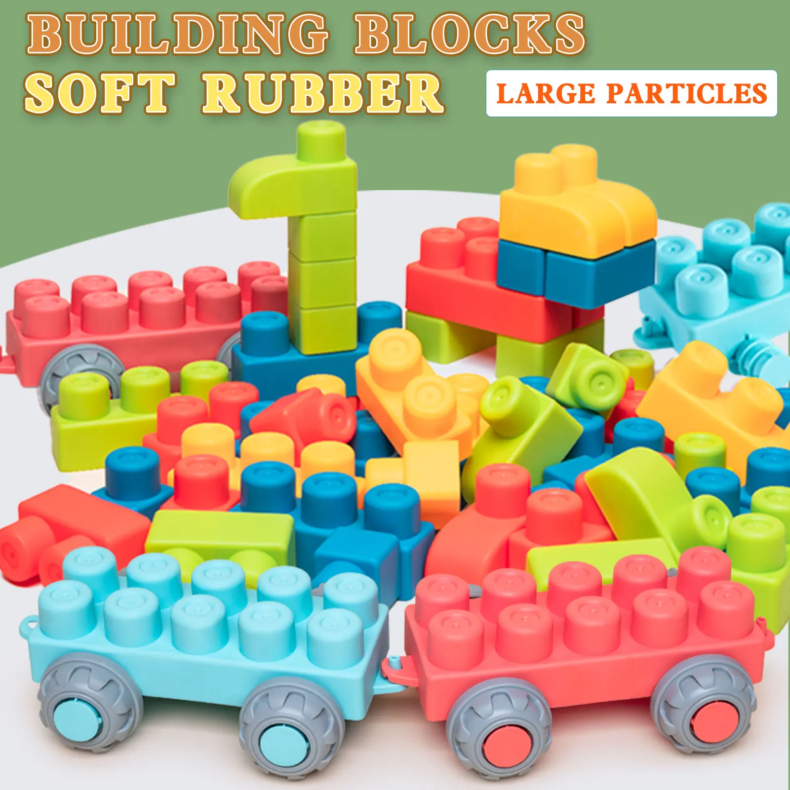 

Children'S Soft Rubber Building Blocks Can Be Gnawed And Diy Assembled With Large Particles. Male And Female Grip Training Toys