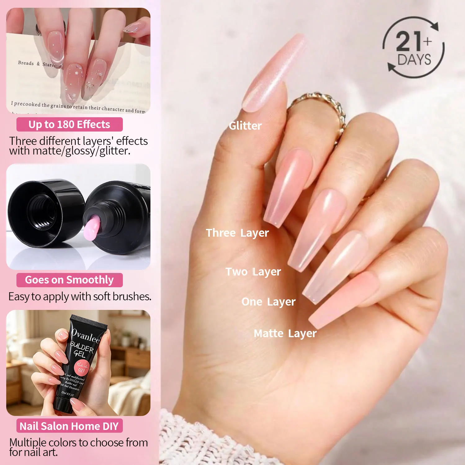 Ovanlee 12 Colors - 6pcs/Set Crystal Extension Glue, Paper Free Holder, Quick Extension Nail Glue, Jelly Glue UV Glue, Must-Have Gift