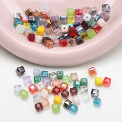 6mm 8mm Mixed Faceted Crystal Glass Square Crafts Loose Spacer Cube Beads for Bracelet Necklace Earrings DIY Jewelry Making