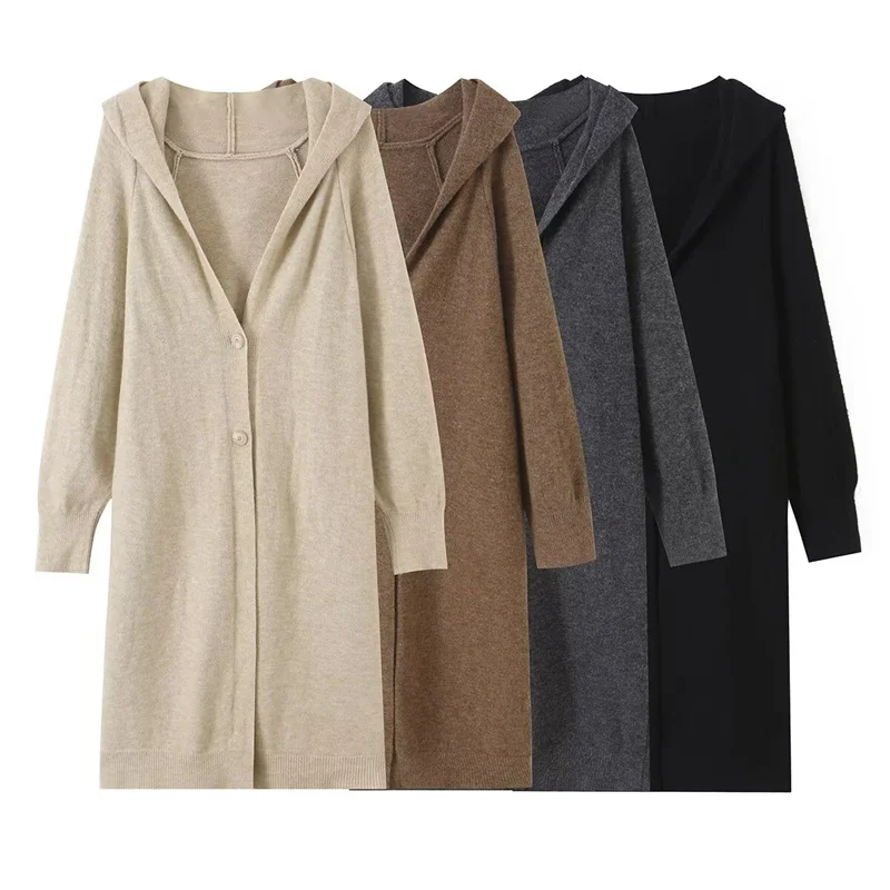 Guobioziy 2026 Women's New Mid-Length Knit Cardigan Stylish and Versatile Elegant and Graceful Casual and Simple