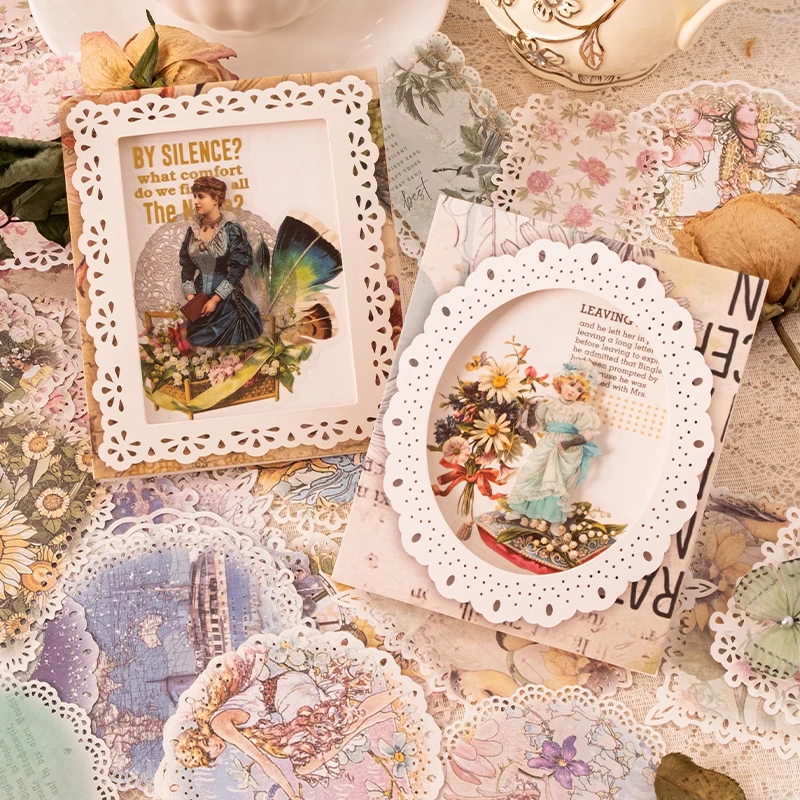 20 sztuk koronka w stylu Vintage Hollow papierowy materiał dekoracyjne Diy Album Album Scrapbooking ręcznie wykonane śmieci dzienniku kolaż materiał