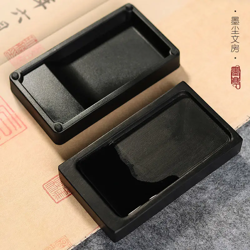 HVV Rectangular Natural Original Stone Inkstone Table For Students Calligraphy Grinding Ink Strip Tank Pool Painting With