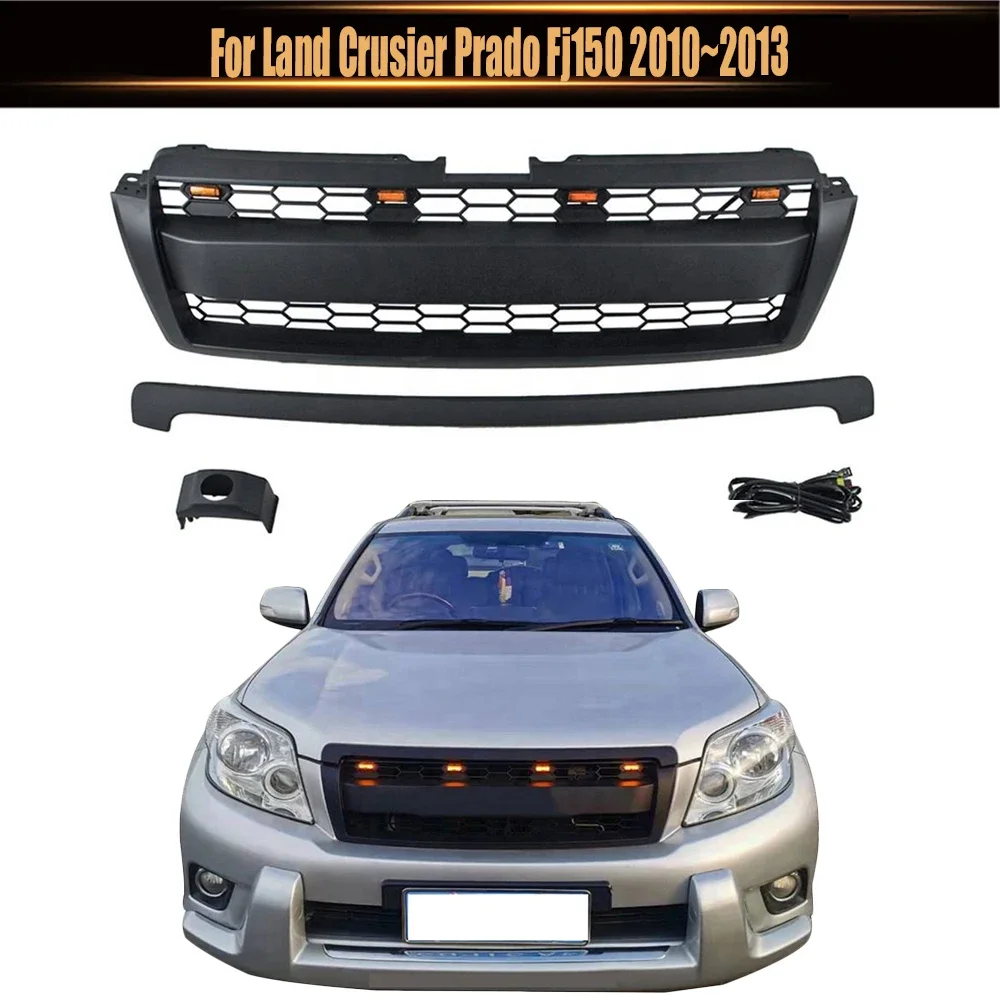 

For Land Crusier Prado Fj150 2010~2013 4x4 Off Road Auto Racing Grille Front Upper Grill Black Grille With Led Letter