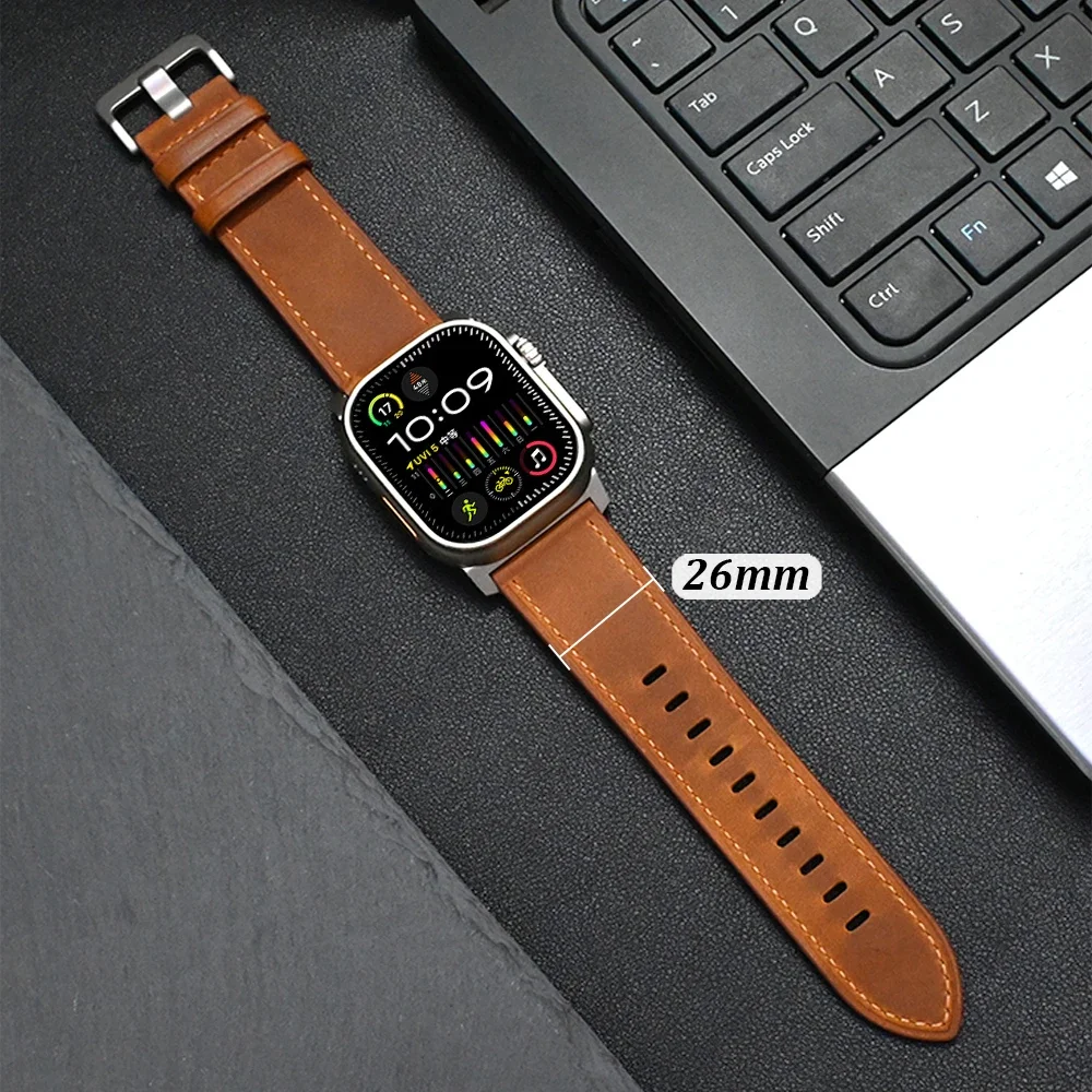 Genuine Leather Strap for Apple Watch Ultra 2 49mm 10 46mm 9 8 7 SE 6 5 4 Luxury Bracelet for IWatch 44mm 45mm Mens Band Correa