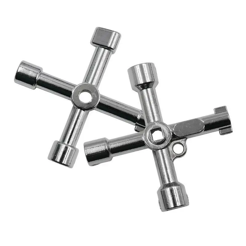 1/2/5Pcs Hex/Square Hole 4in1 Silver Key Wrench Electrical Elevator Control Cabinet Valve Inner Triangle Quadrangle Screwdriver