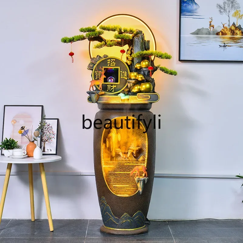 

SS Living room decoration floor rockery water feature office feng shui wheel opening gift