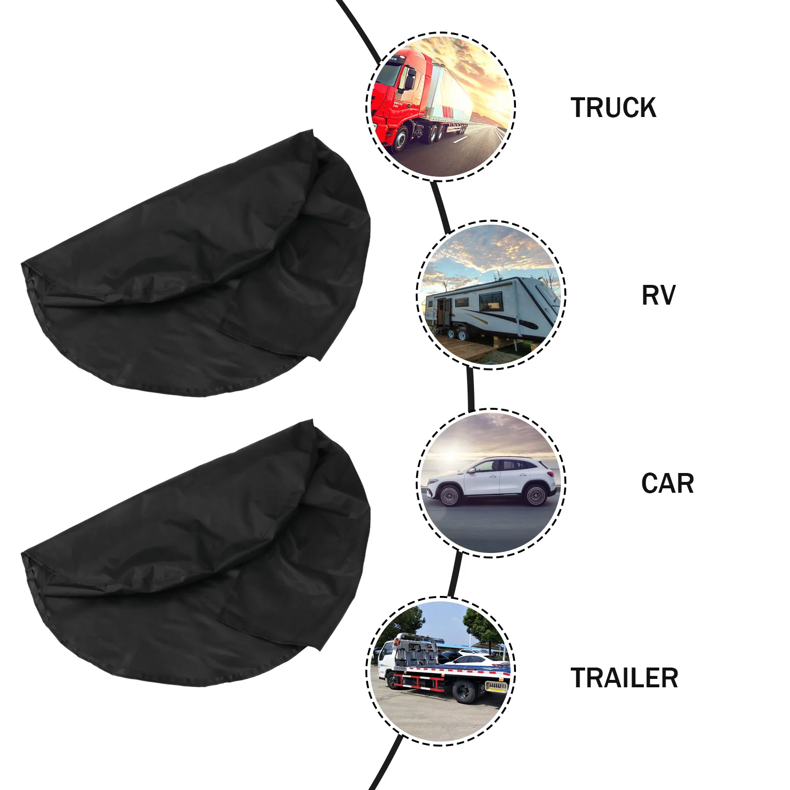 2 Pcs Sun Protection Dust Jacket Tire Covers for Cars Waterproof Bag Motorhome RV Truck