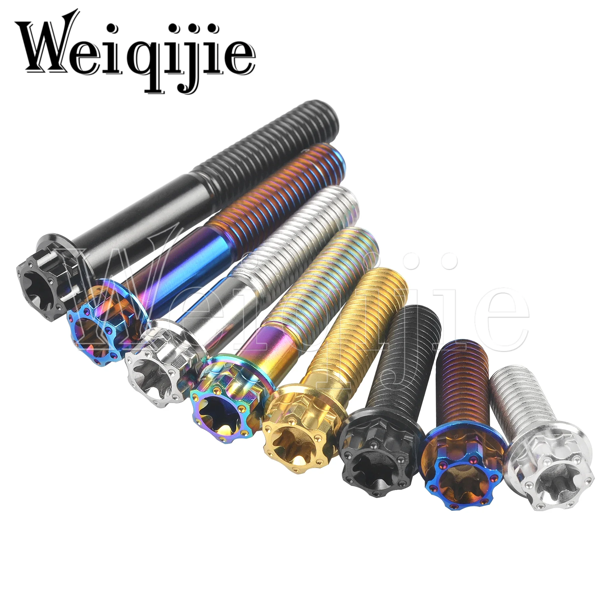 Weiqijie Titanium Parafuso, Flange Parafuso, Acessórios da motocicleta, Torx Head, M6, M8X10, 15, 20, 25, 30, 35, 40, 45, 50, 55mm