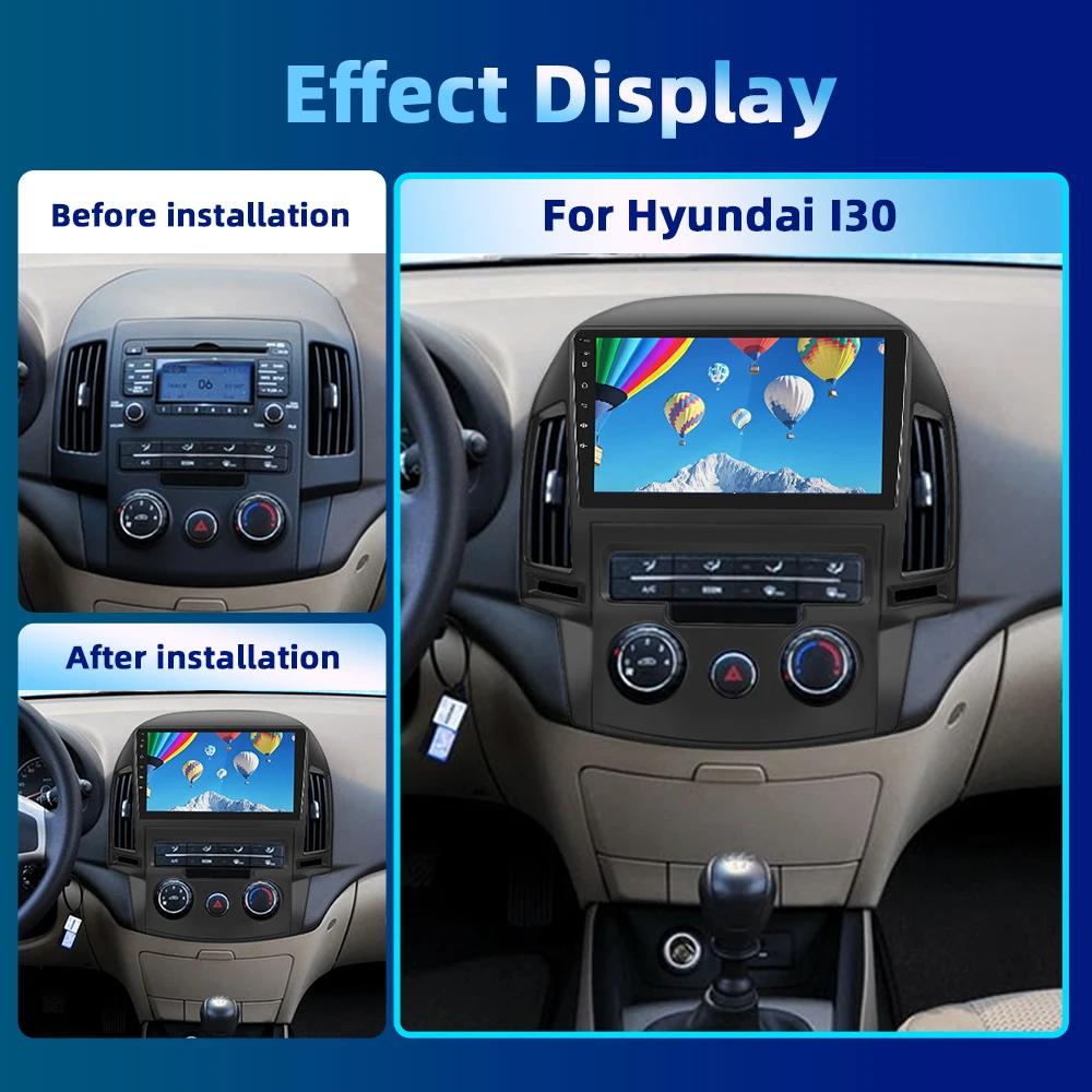 Podofo Android11 2Din Car Radio For Hyundai I30 2009 9Inch Multimedia Video Player Carplay Auto 8+128G GPS Navigation WIFI Audio