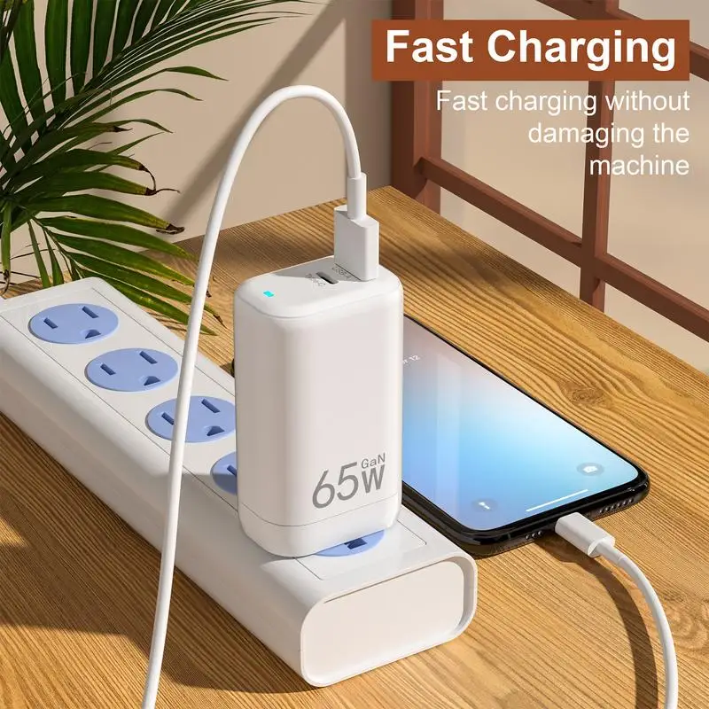 65W USB C Charger Laptop Adapter Overheating Protection Fast Charging Multipurpose Portable 65 Watt Charger For Phones Laptops