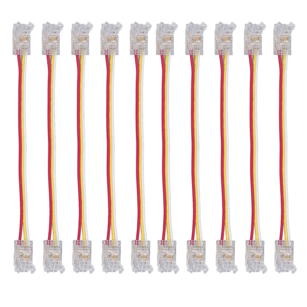 10pcs Durable 3Pin LED Light Strip Connectors 8mm/10mm Transparent COB LED Strip Connectors LED Tape Light Connector For Home