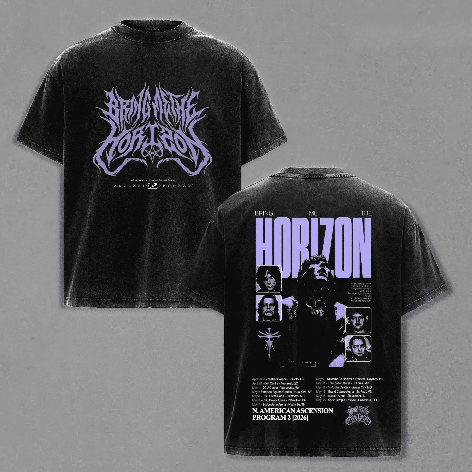 Rock-Punk-Kleidung BMTH Vintage Washed T-Shirt 2026 Bring Me The Horizon Tour T-Shirt Sommer Casual Baumwolle Kurzarm Unisex – Detail 6