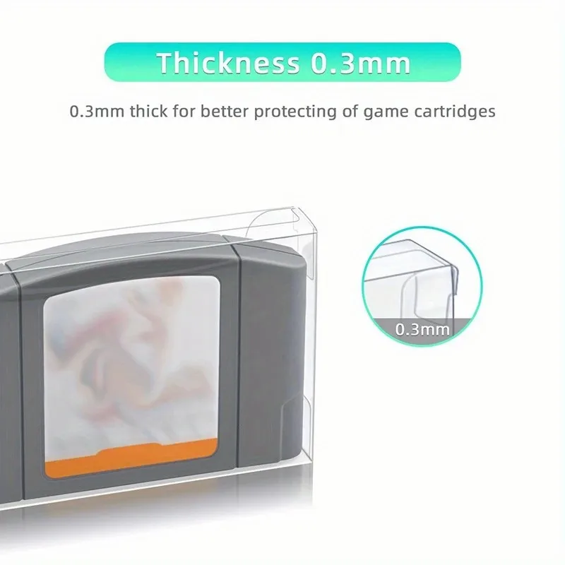 For N64 gaming cartridge case - ultra-thin 0.3mm PET protective case, vintage gaming collection | transparent | moisture-proof image 3
