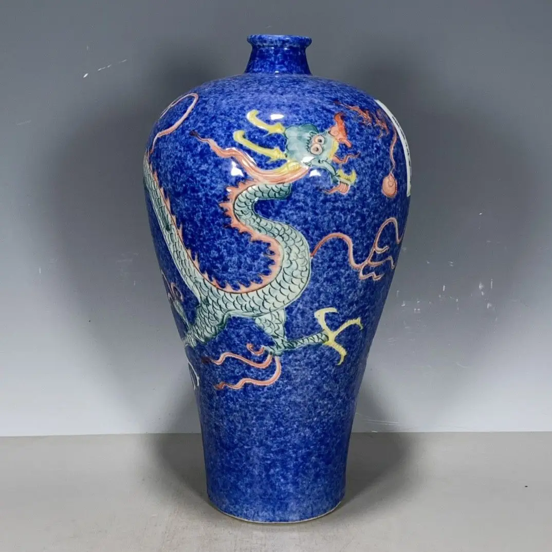 Blue Vase Centerpieces Engraved Dragon Chinese Famille Rose Vase Jingdezhen Chinese Vases For Living Room