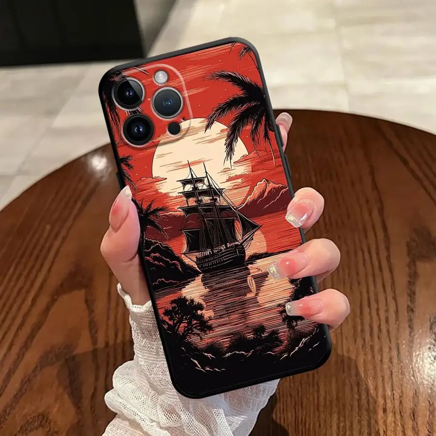 Soft Back Phone Cover Case for iPhone X XS XR SE 11 17Air 7 8 12 13 Mini 17 16 Pro Max 14 15 Plus Beautiful Scenery