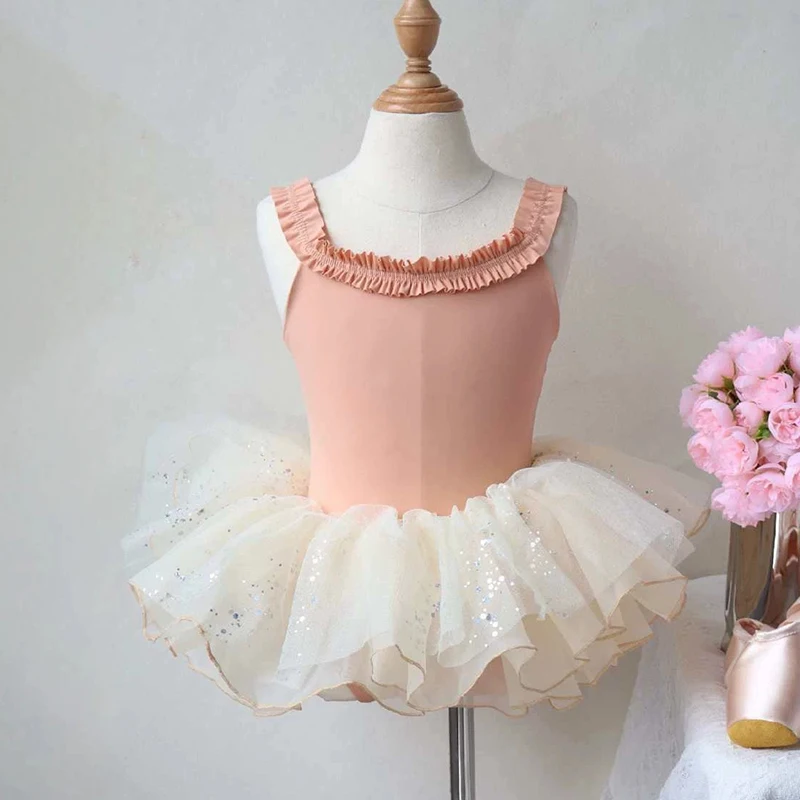 Girl Ballet Skirt Set Gymnastics Ballet Leotards Girls Back cross Jumpsuits Suit Dance Costume Children's Clothing Outfits
